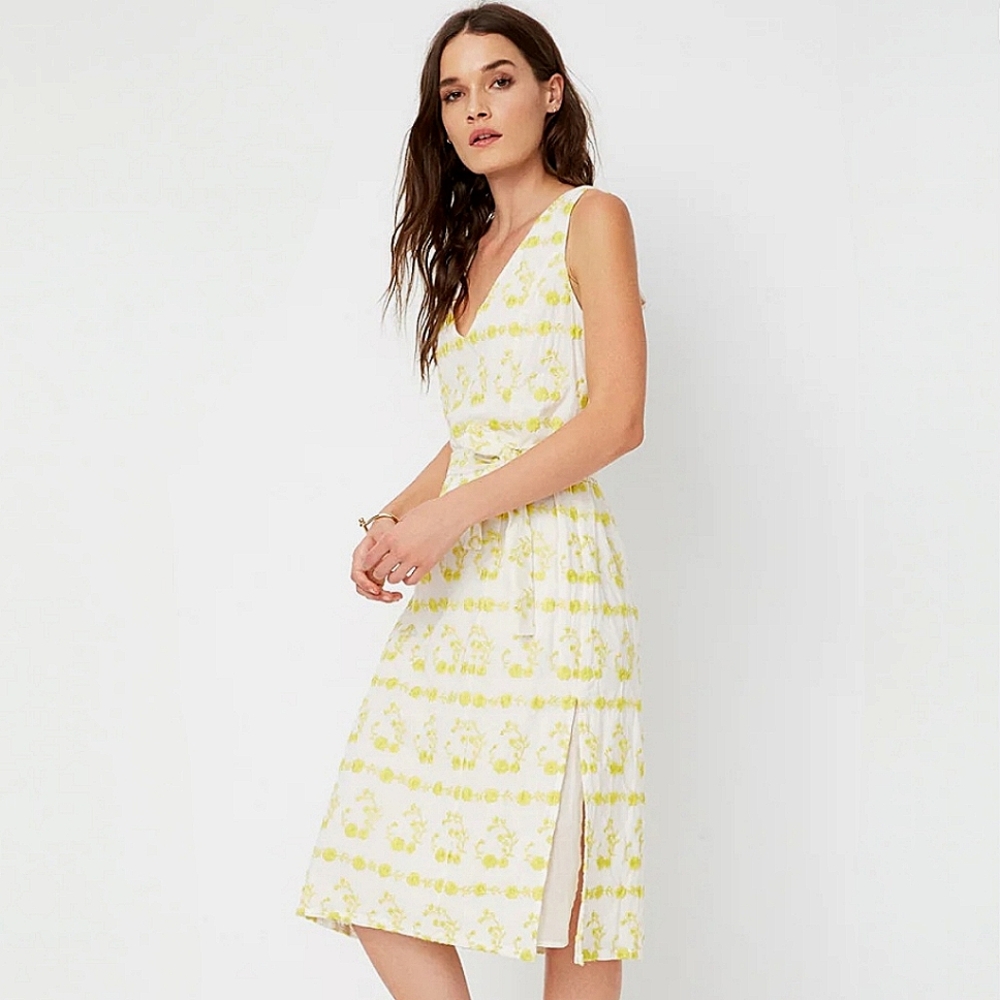 Tularosa Yellow and White Midi Dress